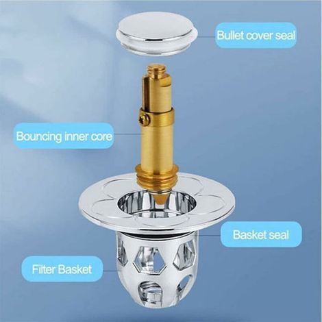 Bouchon De Vidange - Acier Inoxydable - Diamètre 30 mm - Compatible Trou 34 à 40 mm - Panier Anti-colmatage - 1 Pièce (1/4)