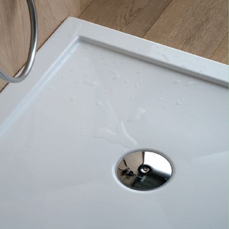 Piatto Doccia Quadrato 90x90xh4 cm con Bordo in Acrilico Colore Bianco (1/3)