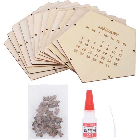 Einzigartiger DIY-Tischkalender 2020 aus Holz – 3D-Geometrie-Dekoration für Zuhause und Büro, Khaki-Farbe (1/5)