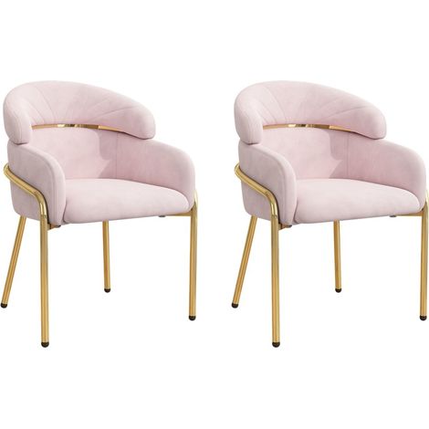 Chaise-de-loisirs-velours-rose-pieds-métal-4-pour-salon-chambre-53x45x79cm (1/5)