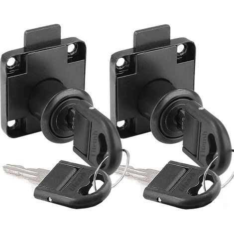 Cerradura de leva de 2 piezas con llave, ideal para muebles, taquillas, buzones y armarios Color negro (1/5)