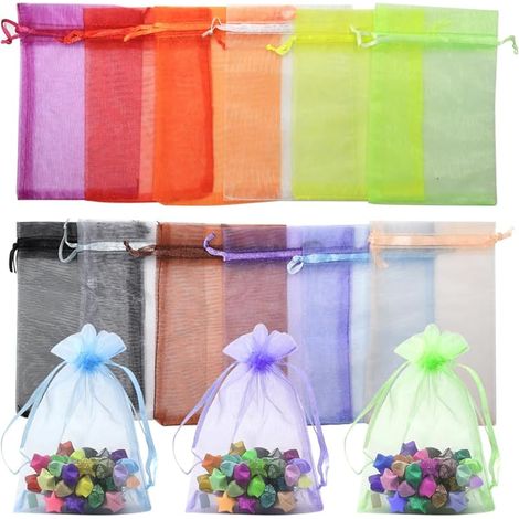 60 Pieces Sachets Organza Sacs à 15 x 10 cm Cordon Pochette Cadeau 12 Couleurs Sachet Pochette à Bijoux pour Sachets de Lavande, Faveur de Mariage, Festival