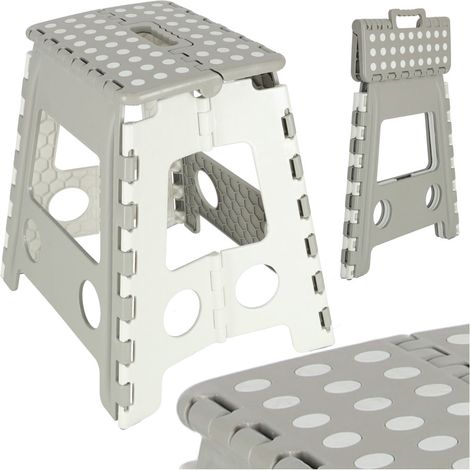 Sgabello pieghevole antiscivolo alto 39 cm grigio chiaro