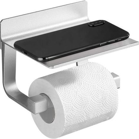 Porte Papier Toilette Derouleur Fort Porte-Papier Toilette, Auto-adhésif, Métal Argent (1/5)