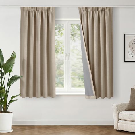 Rideau Occultant Thermique 140 x 160 cm Lot de 2, Taupe (1/5)