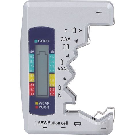 Testeur de pile numérique ABS écran LCD contrôleure pour piles bouton 1.5V 9V mesure argent (1/5)