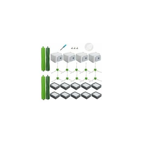 Accessoires d'aspirateur Accessoires de rechange pour iRobot Roomba i3+ i4+ i6+ i7+ i7 Plus i8+, 4 sacs à poussière, 10 filtres, 10 brosses latérales, 2 brosses en caoutchouc