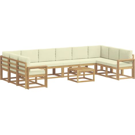 Set di divani da esterno 11 pz Bianco e Crema vidaXL (1/5)