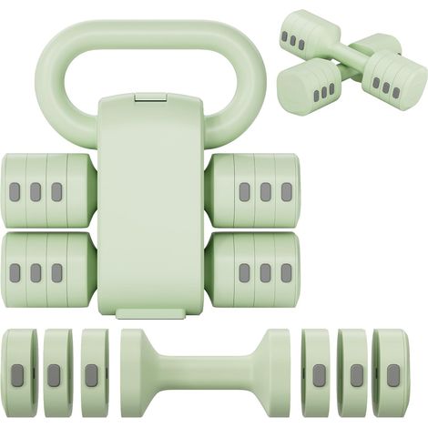 2er Set Verstellbare Hanteln Frauen Set, 1-5kg Kurzhanteln , 4-in-1 Dumbbell Set für Frauen und Männer, Gewichte Hantel für Home Gym, Krafttraining Zuhause Grün (1/5)