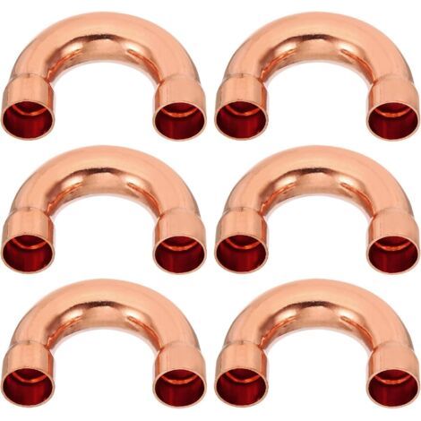 2pcs Raccord Coudé Cuivre pour Tuyaux Gaz, 22mm Tuyau d'Arrosage Durite Essence, Raccords Tuyauterie à Pression HVAC Climatisation Plomberie, Épaisseur 1mm - U Forme 5/8 Inch