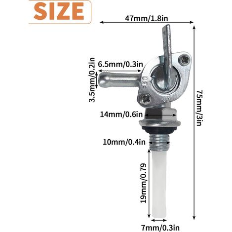 2 pezzi Rubinetto carburante M10X1.25MM Pompa carburante elettrica Serbatoio carburante Interruttore carburante Rubinetto benzina Generatore Universale per ATV Moto Fuoristrada (1/4)