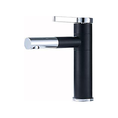 Rétro Lavabo Robinet Hot Et Froid Noir Et Blanc Douche De Toilette Lavabo Robinet Mitigeur Robinet Rotation Universelle Avec Pipes D'entrée, Noir Blanc Court (1/4)