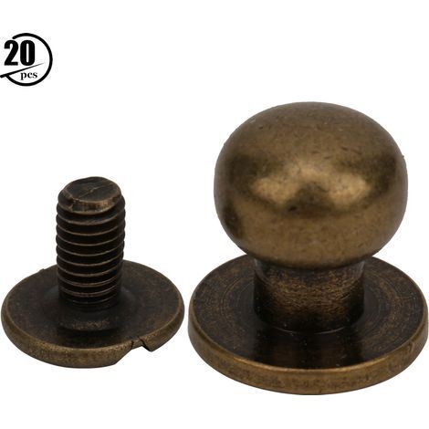 20 Sets Rundkopf-Kupfernieten für Lederarbeiten, Schrauben, 10 x 8 mm, Bronze, DIY (1/5)