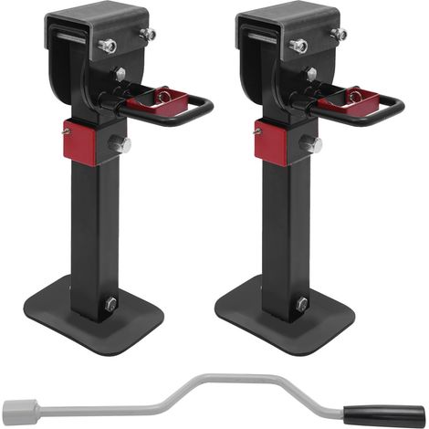 Cric manuel en deux parties, cric manuel robuste, capacité de charge 1 à 2 tonnes, hauteur réglable de 42 à 56 cm, cric pour camping-car et caravane, noir (1/5)