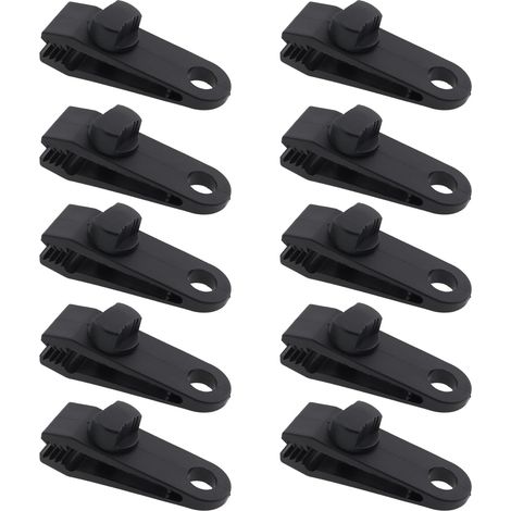 Lot de 10 Clips de bâche, Plastique PP, Design dents de scie, Réglable, pour camping, voiles d'ombrage, auvents