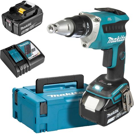 Atornillador para placas de yeso 18 V Li-Ion 5 Ah MAKITA - 2 baterías, cargador, maletín - DFS452RTJ (1/4)