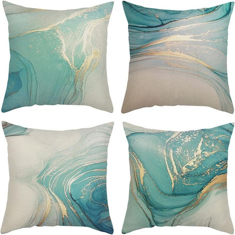 Set di 4 federe per cuscini 45x45 cm, federe decorative per divano, letto, camera da letto, sedia, giardino - Onde blu