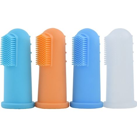 Lot de 4 brosses à dents en silicone pour animaux de compagnie – Soin dentaire pour chiens et chats (1/5)