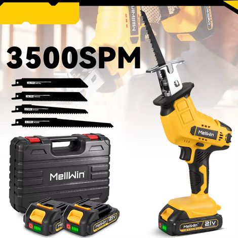 Scie Sabre Électrique Sans Fil 18V Compatible Makita – 12000SPM Haute Vitesse, Coupe Bois/Métal/Tuyaux, 2 Batteries Incluses