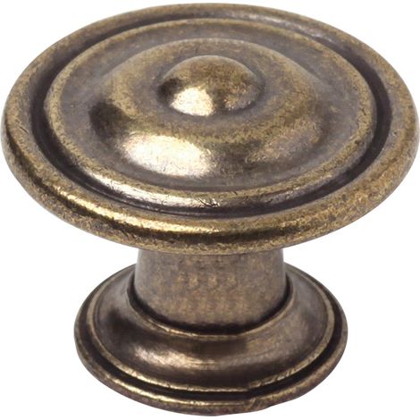 Bouton de meuble zamac - Diamètre : 30 mm - Hauteur : 22 mm - Décor : Vieux laiton - FOSUN