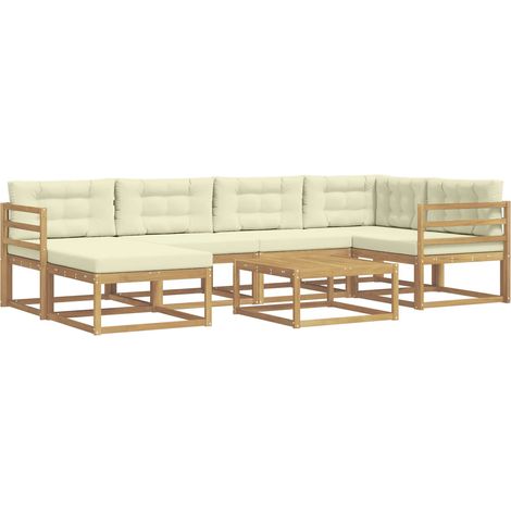 Outdoor Sofa Set 7 pcs White and Cream vidaXL (1/5)