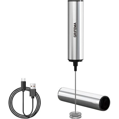 1 Mousseur à Lait Électrique, Rechargeable USB-C, 13000 tr/min, Acier Inoxydable, Pour Café, Latte, Matcha