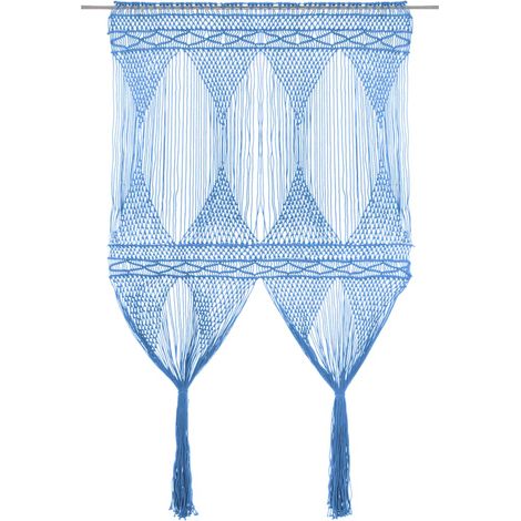 Makramee Vorhang Blau 140x240 cm Baumwolle