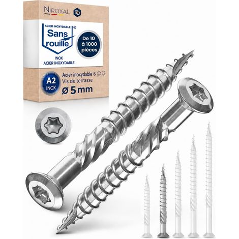 Vis terrasse inox vis à bois Torx TX tête fraisée vis bois extérieur vis inox terrasse 5x5 mm – 25 pcs (1/5)