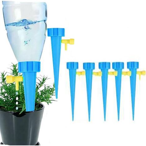 6 automatische Pflanzenbewässerer – Tropfspitzen mit Regulierventil für Gartenpflanzen, Blumen und Zimmerpflanzen – Blau