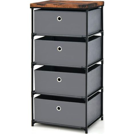 Costway – Commode 4 tiroirs en tissu – Structure métallique stable – Dimensions 42x33,5x84,5cm – Tiroirs pliables et respirants – Rangement pour chambre et couloir (1/5)