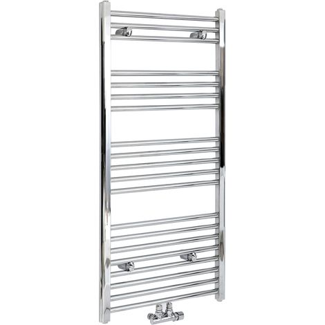 Milano Neva Chrome Central Connection Heated Towel Rail Radiator - 1188mm x 600mm (1/4)