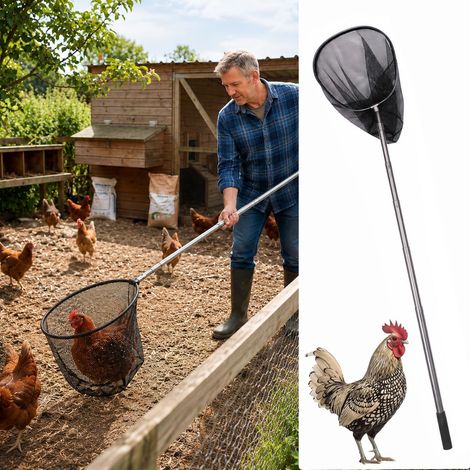 Filet Attrape Poules Télescopique 145 - 287 cm, avec Filet Volaille 55 cm (1/5)