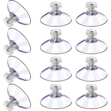 Ventouses en plastique transparent - MICH - Lot de 12 - PVC transparent - Vis écrou en métal - Anti-collision (1/3)