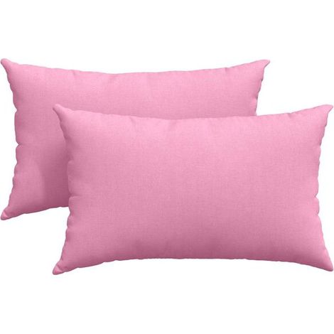 Ensemble de deux coussins roses pour canapé, 50 x 30 cm, en tissu. (1/5)