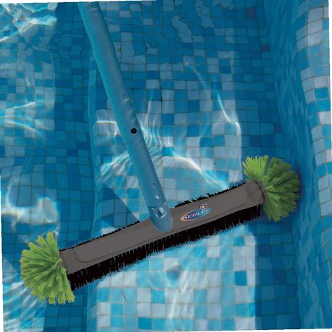 Balai piscine double sphère – Fibres synthétiques nylon renforcé – 2 brosses sphères – Dimensions 42 x 10 cm pour nettoyage efficace – Kerlis