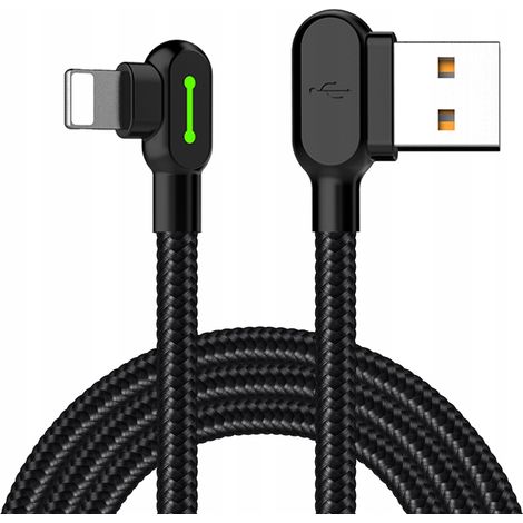 Câble Lightning double face coudé à 90° MCDODO pour iPhone 11, 12, 13 et 14, LED, 2 m (1/5)