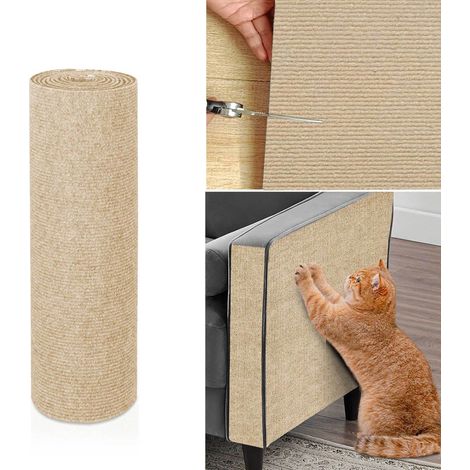 Tapis griffoir pour chat - autocollant - résistant à l'usure - pour la protection du canapé et des meubles (40x100cm) - kaki (1/5)