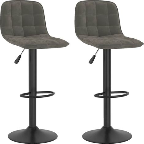 Maison Exclusive - Barhocker 2 Stk. Dunkelgrau Samt (1/5)