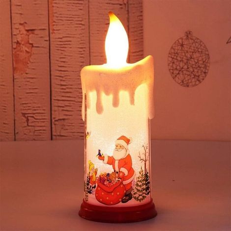 Flameless LED Candle, Simulated Flame Christmas Candle, Battery Operated Santa and Snowman Candle for Weddings, Halloween, Christmas and New Year's - Santa Claus A (1/5)