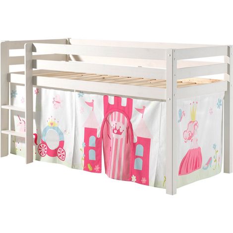 Lit mi-hauteur Charlotte avec tente de lit princess II - blanc (1/3)