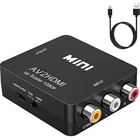 Convertitore video da RCA a HDMI, da AV a HDMI, 1080P, compatibile con PAL/NTSC, con cavo USB per laptop, Xbox, PS4, PS3, TV, STB, VHS, VCR (1/5)