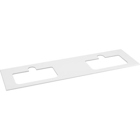 BRAHEA Plan de travail Rockstone, 2 trous pour lavabo, 181x51,5cm (80+20+80cm), blanc mat