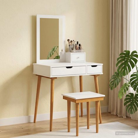 vidaXL Conjunto de Mesa de Tocador FAUSKE 4 uds. Blanco (1/5)