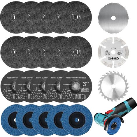 23 Pièces Disque à Tronçonner Métal Extra Fin, 75 mm Disque Meuleuse, Disques Découpe Accessoires Meuleuse d'Angle pour Coupe, Polissage, Ponçage du Métal, Du Bois, Du Plastique (1/5)