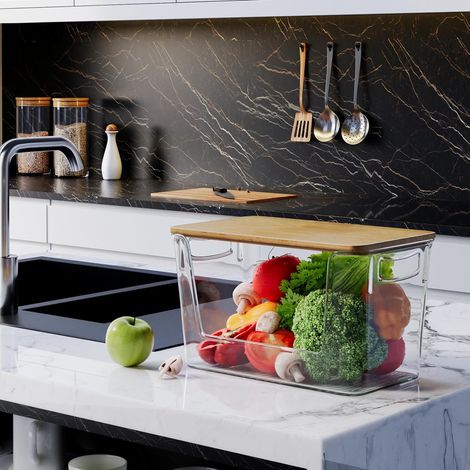 Bacs de rangement empilables avec couvercles - Paniers pour garde-manger et comptoir (1/5)