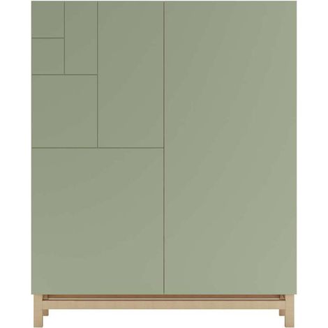 Recibidor zapatero modelo 515 acabado roble claro/verde, 90x112x27 (ancho x alto x fondo) (1/3)