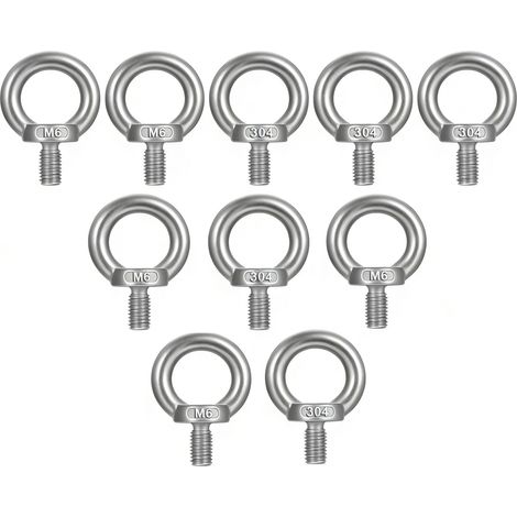 10 Pcs Boulons à œil M6, Anneau de Levage, Boulons à Vis, Boulon de levage en acier inoxydable 304 pour équipements de levages domestiques et équipements de levages d'ingénierie (M6) (1/5)
