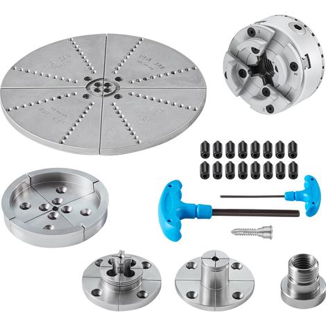VEVOR Mandrino per Tornio per Legno φ96 mm, Mandrino per Tornio a 5 Griffe KP965, Mandrino per Tornitura per Legno con 5 Griffe Chiave a T Autocentrante per Torni Rettifica Fresatura, Mandrino Tornio (1/5)