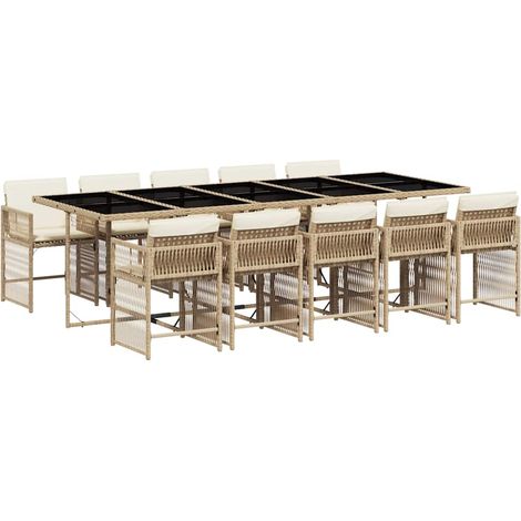Maison Exclusive - Set comedor de jardín 11 pzas con cojines ratá (1/5)