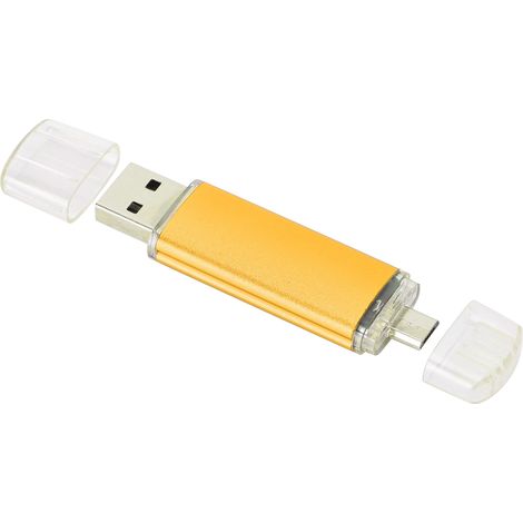 Clé USB 2 en 1 OTG 64 Go Dorée - Stockage Photos Vidéos Musique Mémoire Externe